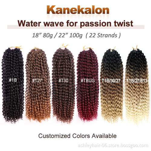Wholesale Kanekalon Passion Twist Prelooped Braiding 18" Synthetic Crochet Braid Hair 22 inch Water Wave Passion Twist Hair
